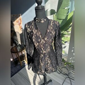 Francesca’s Size medium lace black jumpsuit